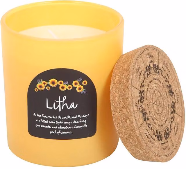 Something Different Wheel Of The Year Wildflower Litha Candle and Glass Holder Set in Yellow