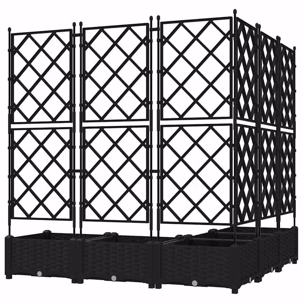 Berkfield Home Garden Planter with Trellis, 5 Piece Set, Black, W/D/H: 120 x 120 x 125.5 cm – 6