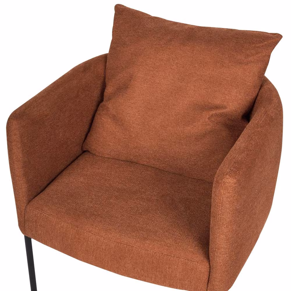 Wyld Haus Retro Tub Armchair in Brown Fabric with Black Metal Legs – 4