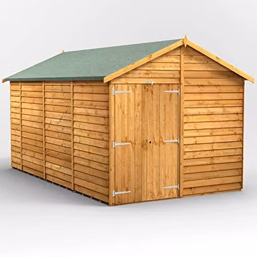Powersheds Premium Apex Garden Overlap Wooden Shed in Natural Brown (Windowless) – 1