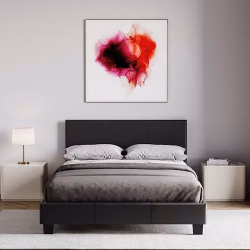 Vida Designs Lisbon Small Double Bed Frame in Black Synthetic Leather with Lift Up Base, W/D/H: 125 x 198 x 77 cm – 4