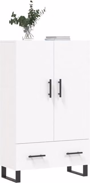 Berkfield Home White Modern Highboard with Hinged Doors and Internal Shelves, W/D/H: 69.5 x 31 x 115 cm – 1