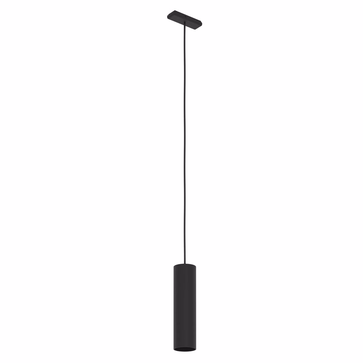Eglo Track Plus Single Pendant Light in Black, Height Adjustable Metal Cylinder Design – 2