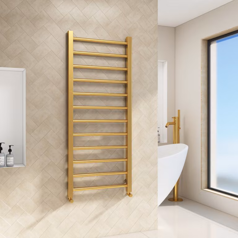 Royal Bathrooms Majestic Heated Towel Rail Straight Ladder, Gold, W: 50 cm, H: 120 cm