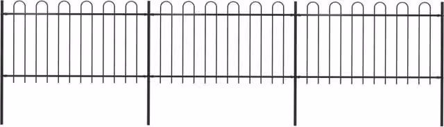 Berkfield Home Garden Hoop Top Steel Fence, Black, W: 5.1 m, H: 1 m