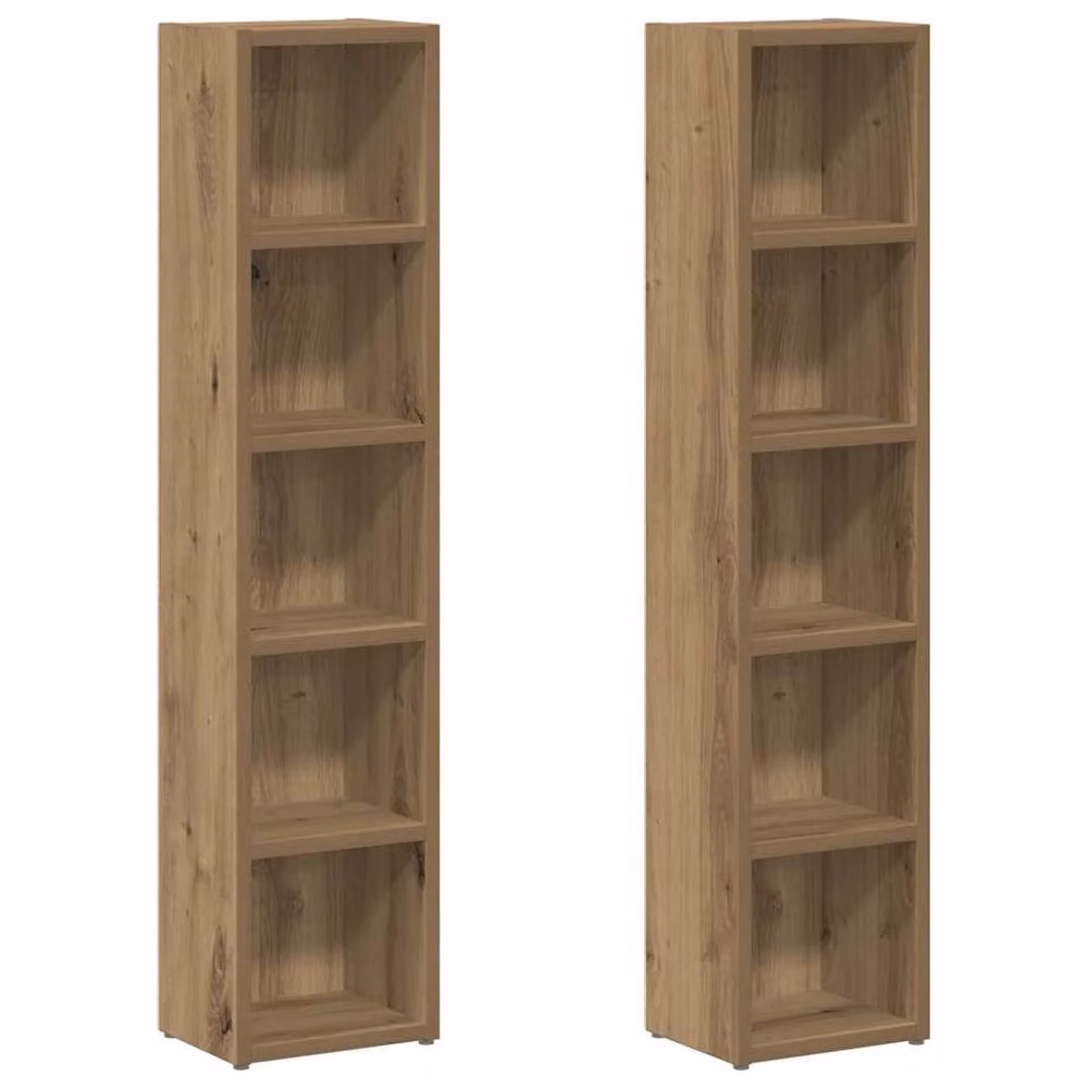 Berkfield Home Modern Artisan Oak CD Cabinets, 2 Piece Set in Brown, W/D/H: 21 x 16 x 93.5 cm – 3
