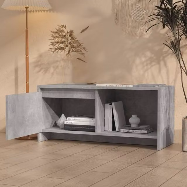 Berkfield Home Modern TV Cabinet in Concrete Grey, W/D/H: 90 x 35 x 40 cm