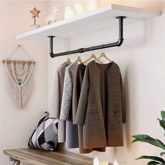 KORVIXA Industrial Metal Pipe Clothing Rack in Matt Black, Width: 51 cm – 1