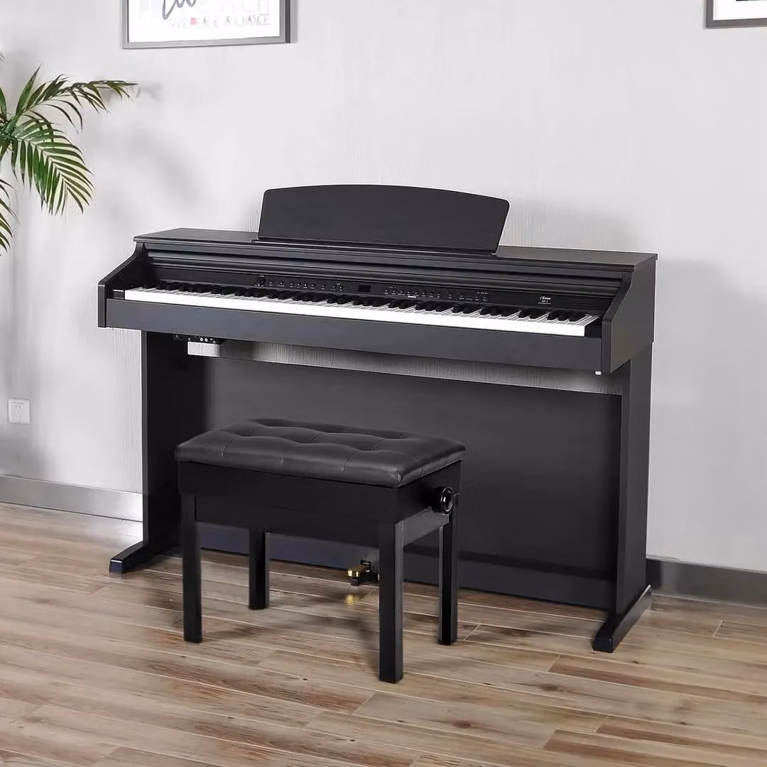Hinsinc Height Adjustable Wooden Piano Stool with Black Synthetic Leather Cushion – 3