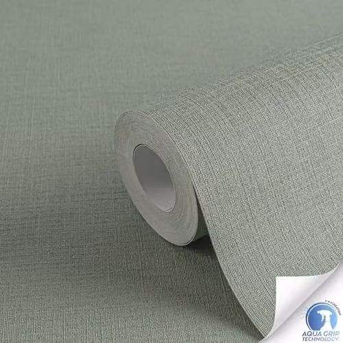 Livingwalls DESIGNDROP Pre-pasted Non-Woven Plain Wallpaper in Green, 10.05m x 0.53m – 2
