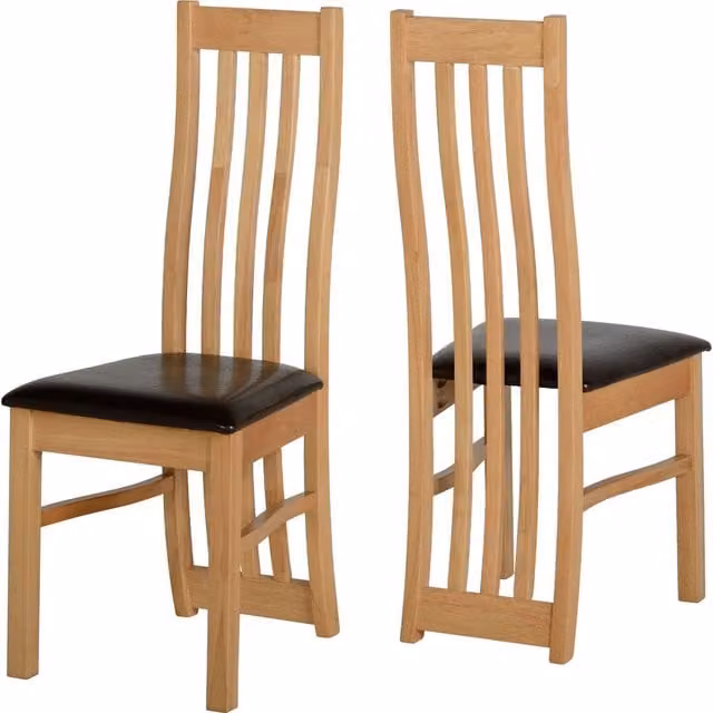 Seconique Modern Oak Dining Chair in Brown Synthetic Leather