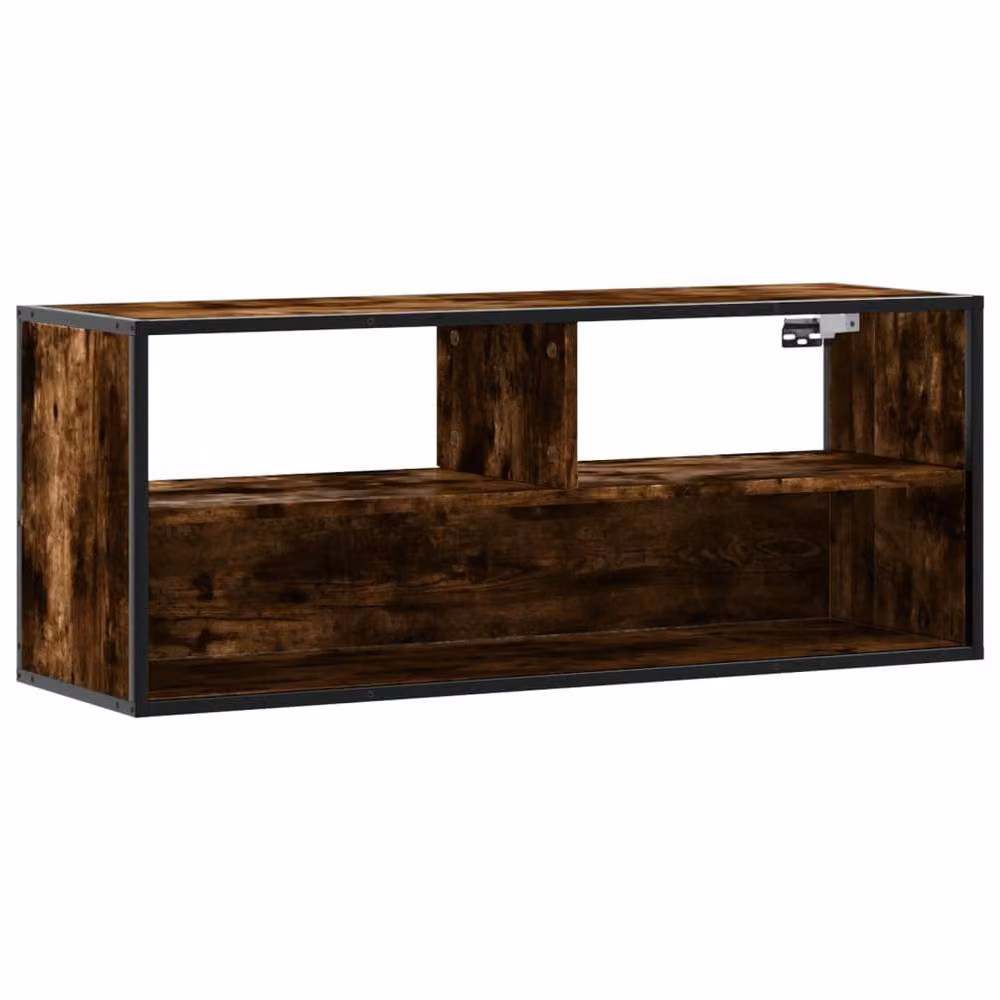 Berkfield Home Industrial TV Cabinet in Smoked Oak and Brown, W/D/H: 100 x 31 x 39.5 cm – 3