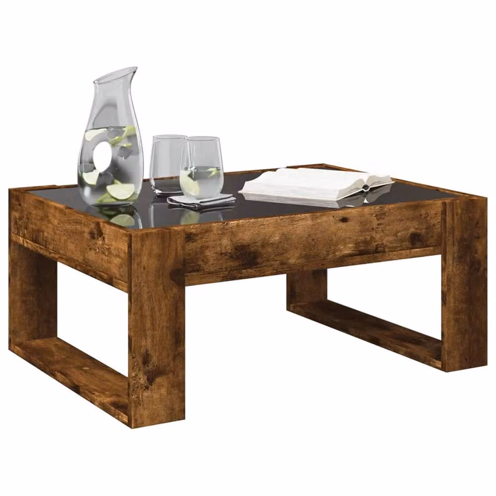 Berkfield Home Infinity LED Decorative Coffee Table in Smoked Oak Brown, W/D/H: 70 x 53 x 30 cm – 2