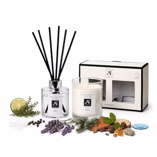 Aroma Naturals Minimalist Luxe Candle and Reed Diffuser Gift Set in Black or White