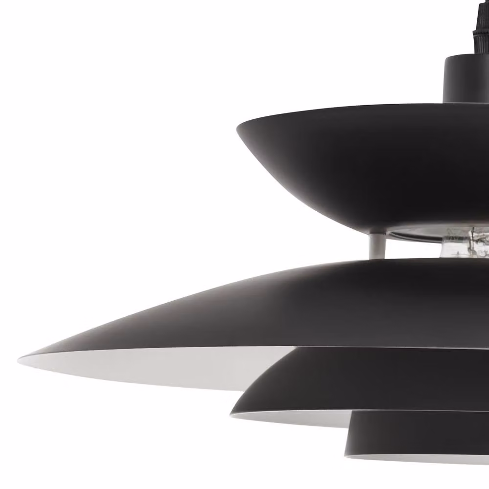 Wyld and Coco Mid-Century Black and Gold/Brass Tiered Metal Pendant Lamp – 4