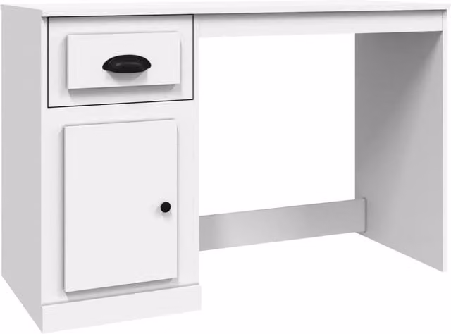 Berkfield Home Modern Computer Desk with Single Pedestal Drawer in White, W/D/H: 115 x 50 x 75 cm – 1