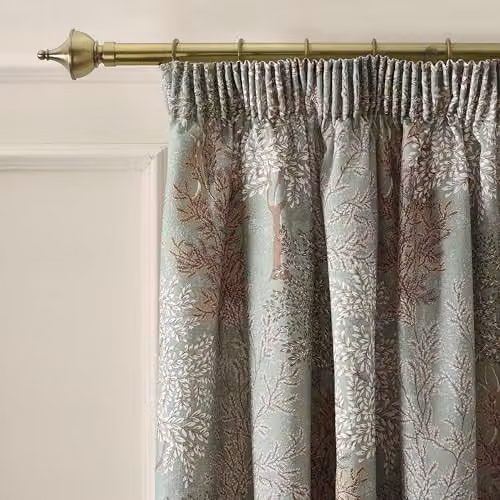 Catherine Lansfield Woodland Trees Lined Pencil Pleat Curtains, Green, Width: 168 cm, Drop: 229 cm