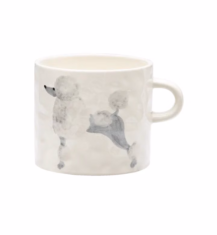 Anna + Nina Poodle Stoneware Mug in White
