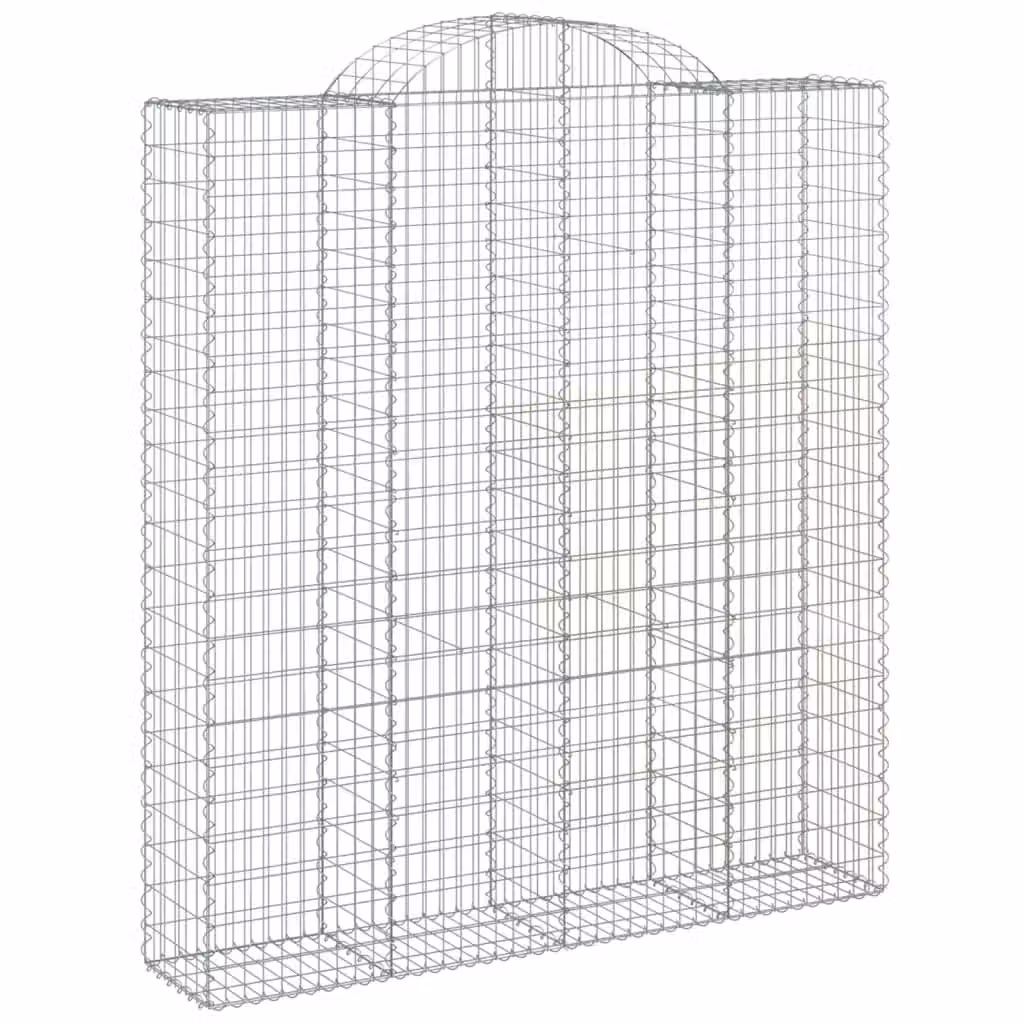 Berkfield Home Arched Gabion Basket in Silver Galvanised Steel, W: 200 cm, D: 50 cm, H: 220/240 cm – 2