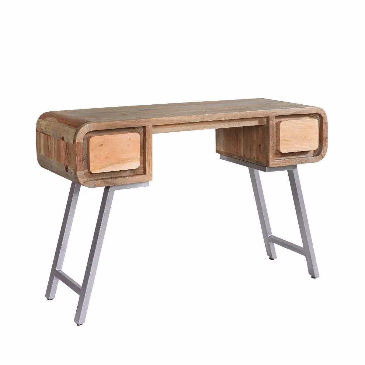 IH Design Daizha Modern Writing Desk in Brown with Metal and Wood Construction – 2