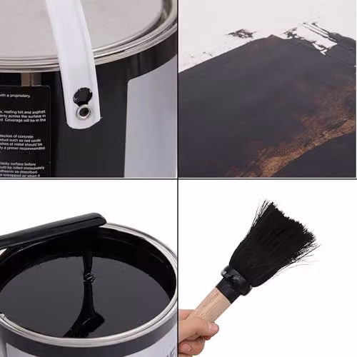 Novecrafto Flat Roof Waterproofing Compound in Black, 5L with Application Brush – 8