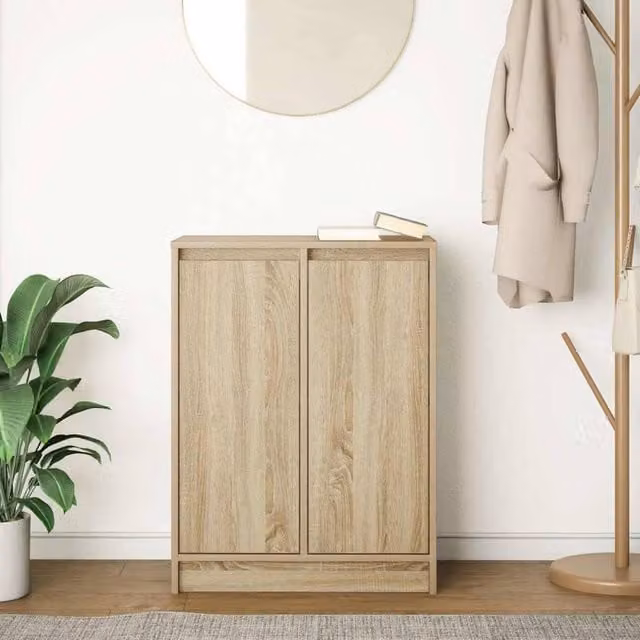 Berkfield Home Sonoma Oak Sideboard in Light Tan Beige, W/D/H: 57 x 34 x 76 cm – 1