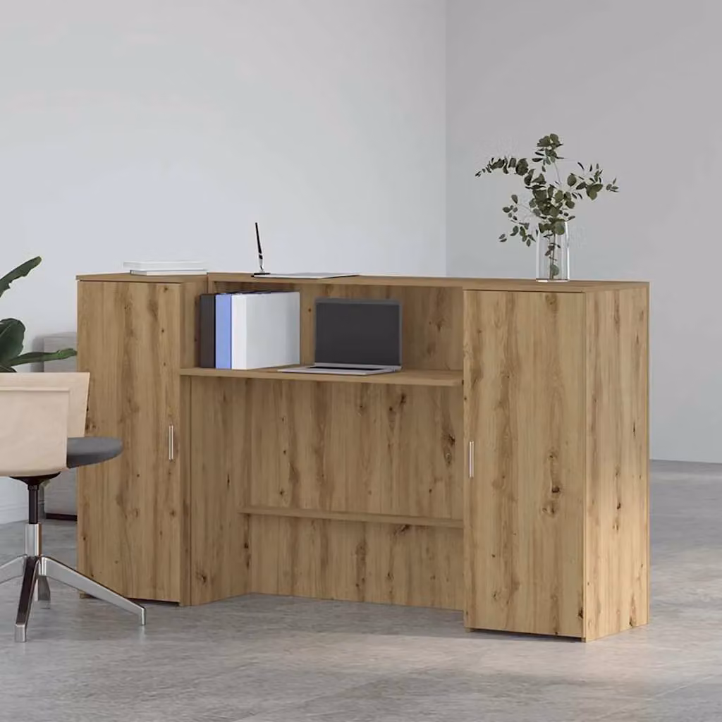 Berkfield Home Artisan Oak Reception Desk in Brown, W/D/H: 180 x 50 x 103.5 cm – 3