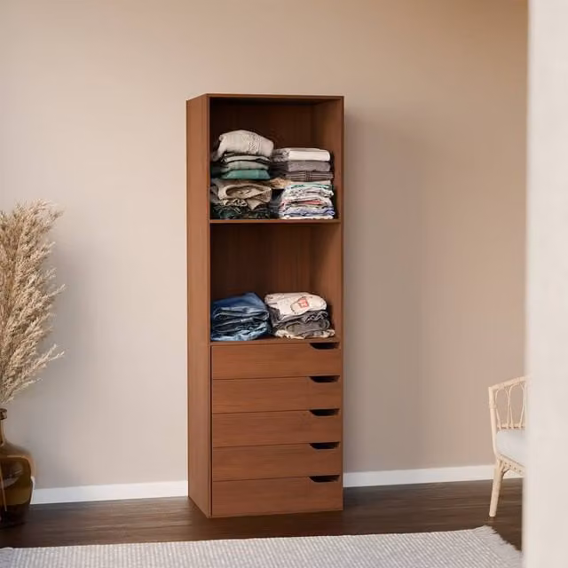 sweeek Modular Open Wardrobe Drawer and Shelf Unit in Dark Brown – 1