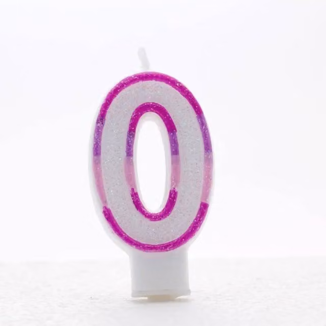 KDMD Pack of 20 Pink Number 0 Figure Candles in White