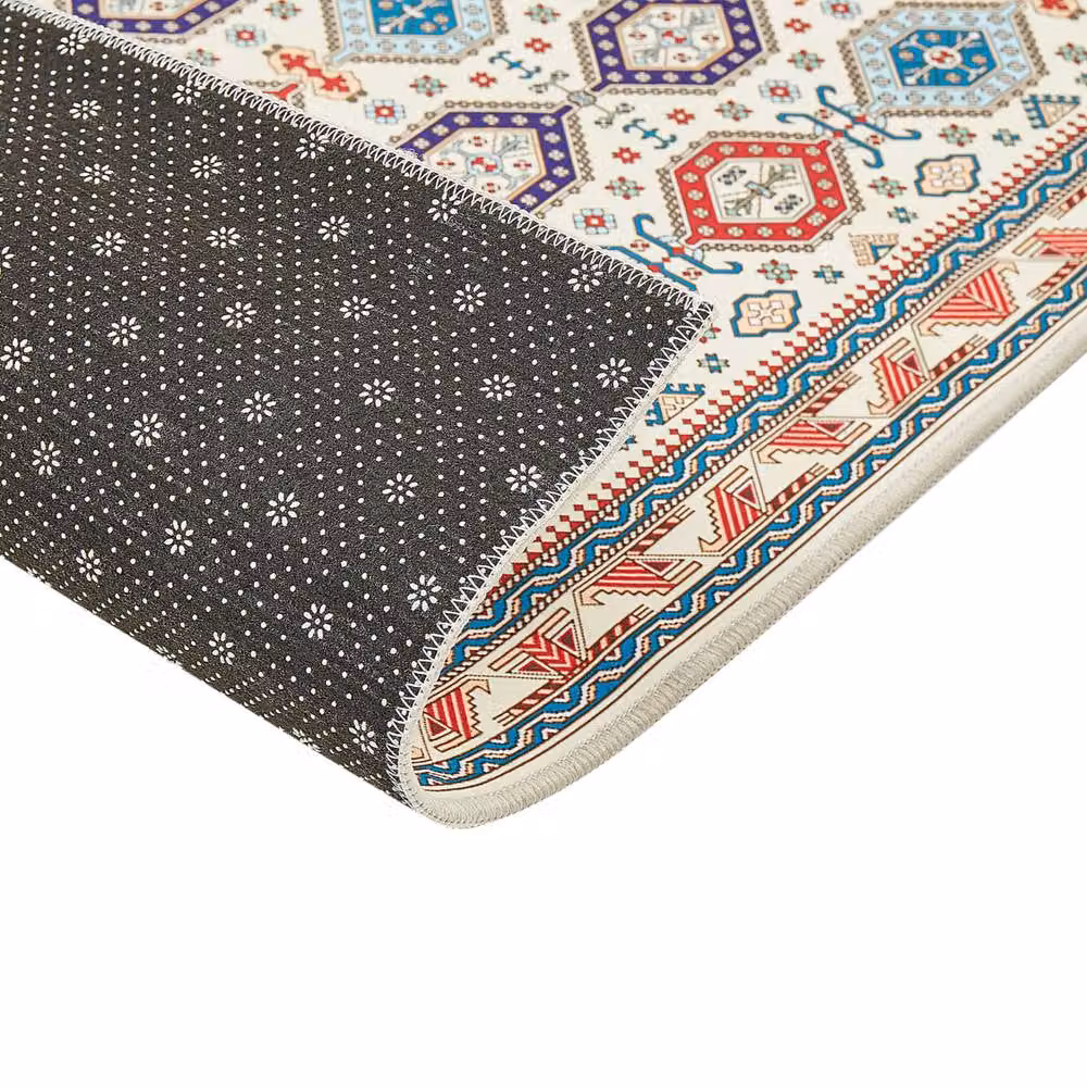Wyld and Coco Multicolour Oriental Pattern Runner Rug, W/D/H: 60 x 200 cm – 2