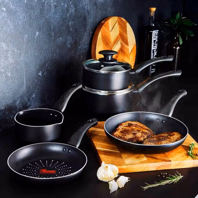 Tower 5pc Non-Stick Aluminium Cookware Set, Black