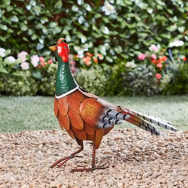 Garden Gear Multicolour and Grey Metal Pheasant Garden Ornament Statue