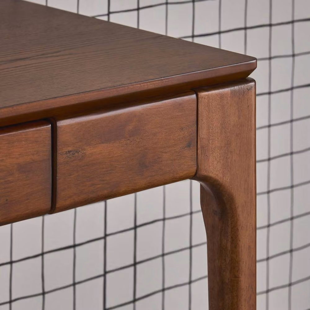 sweeek Modern Writing Desk with Ash Veneer and 2 Drawers in Dark Brown, W/D/H: 120 x 60 x 76 cm – 4