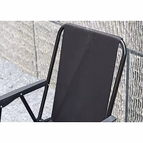 Gr8 Garden Portable Folding Chair in Black with Armrests and Textilene Fabric – 3