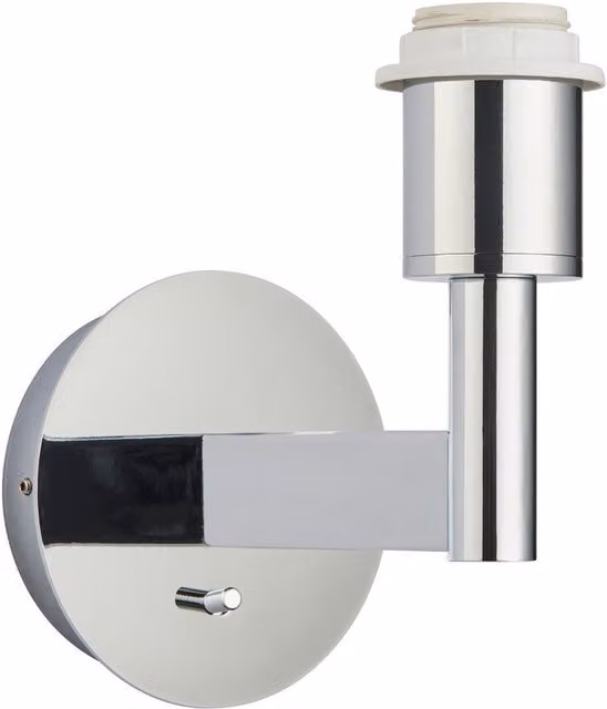 Endon Owen Wall Light with Chrome Effect Plate, 1 Light Dimmable, E27, Grey and Chrome