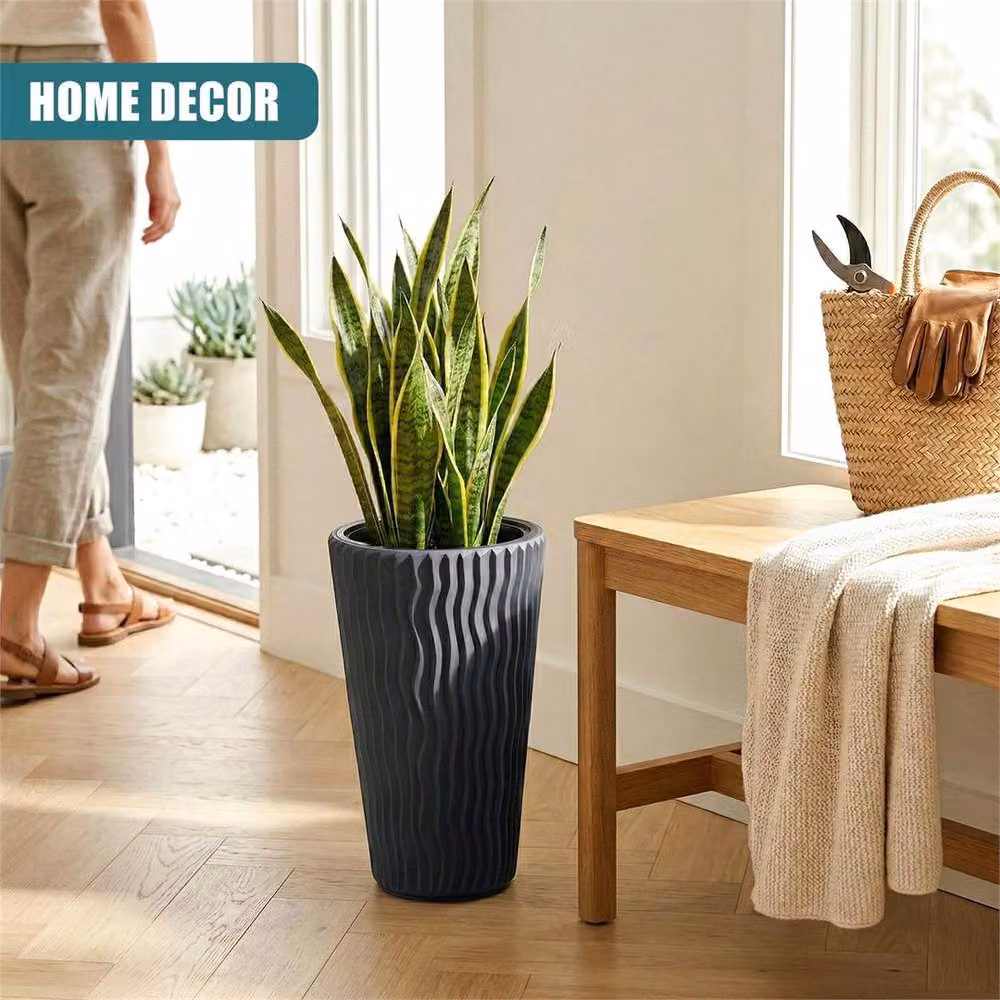 EONLION Grey Tall Plant Pots with Inserts – 4