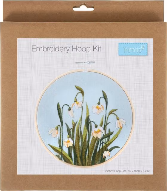 Trimits Snowdrops Embroidery Hoop Kit in White and Multicolour