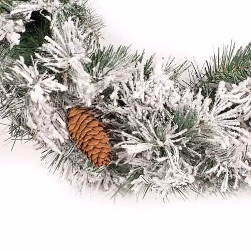 Best Artificial Frosted Colorado Pine Christmas Garland in Green, 9ft – 2