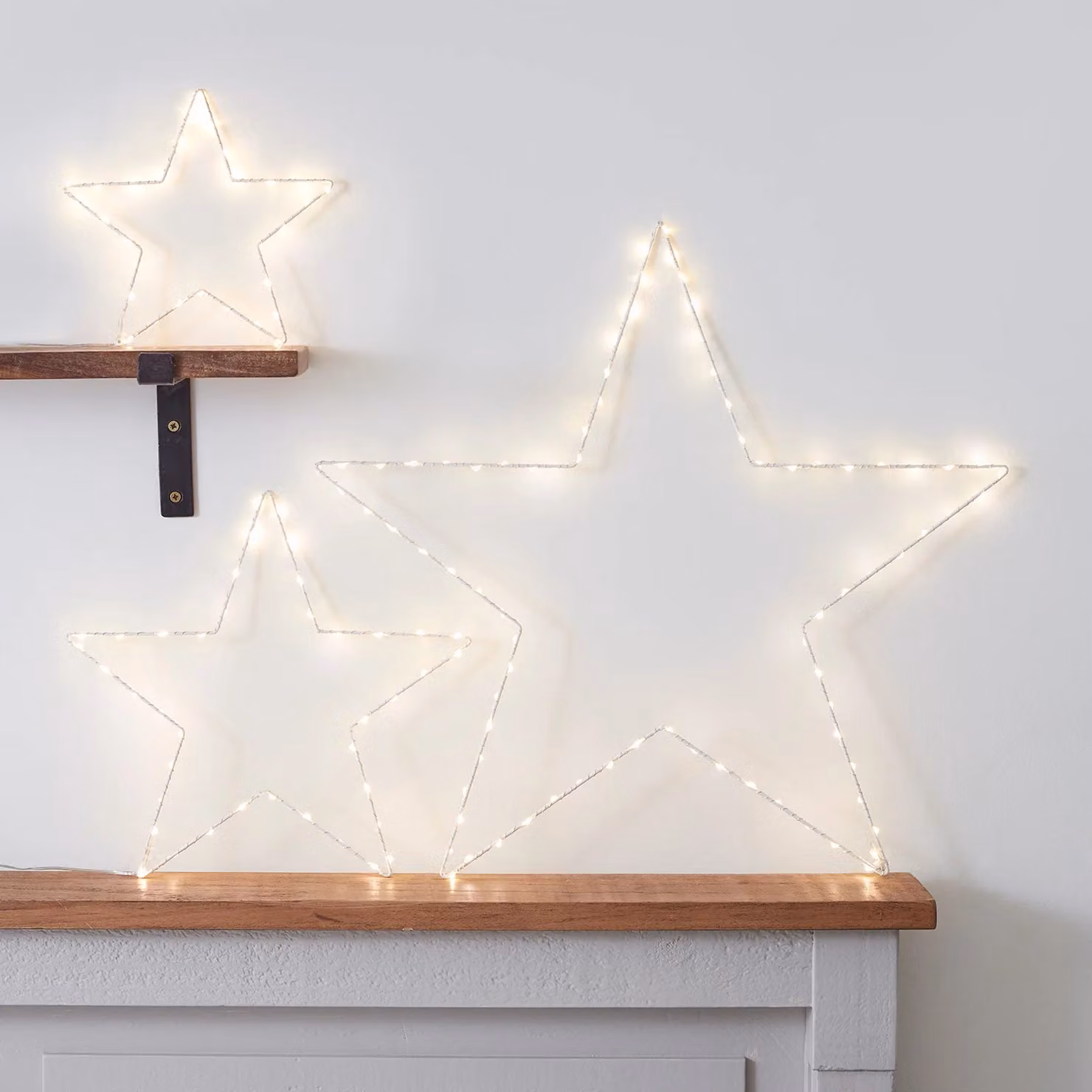 Lights4fun Osby Star Window Light Trio in White with Warm White LEDs