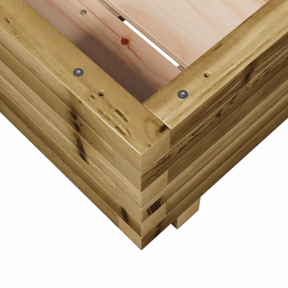 Berkfield Home Decorative Garden Planter, Brown Impregnated Pine Wood, W: 40 cm, D: 40 cm, H: 26.5 cm – 3