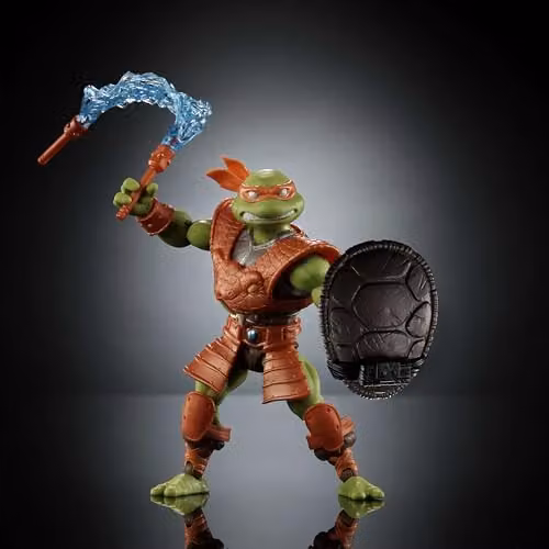 Mattel Masters of the Universe x Teenage Mutant Ninja Turtles Reptile Wars Michelangelo Posable Action Figure, Green and Multicolour – 3