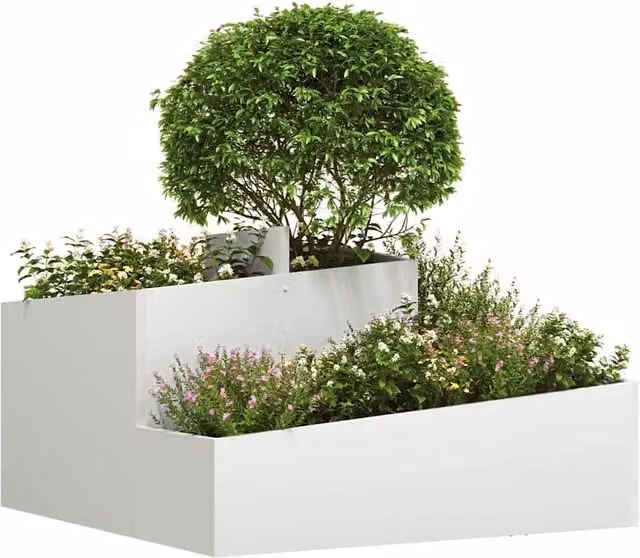Berkfield Home White Steel Planter Tub W/D/H: 80 x 80 x 50 cm – 1