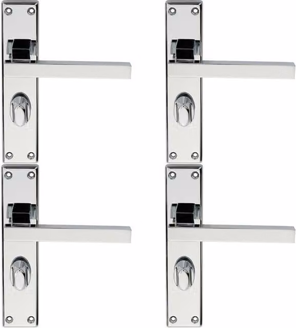 Loops 4 Pair Straight Square Bathroom Handles with Backplate in Polished Chrome, W: 180 mm x H: 40 mm