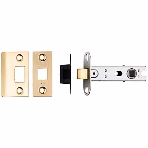 Loops 76mm Tubular Mortice Bolt Through Door Latch with Square Forends in Satin Brass