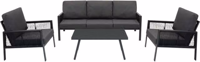 Jardi Modern 5-Seater Aluminium Garden Furniture Set in Grey and White