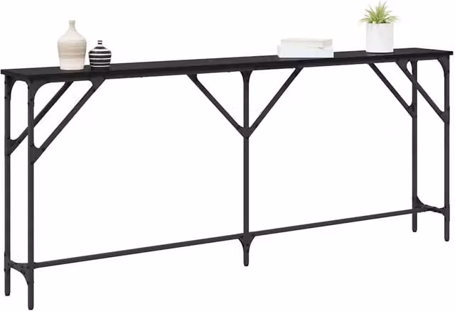Berkfield Home Sturdy Console Table in Black Oak, W/D/H: 180 x 23 x 75 cm