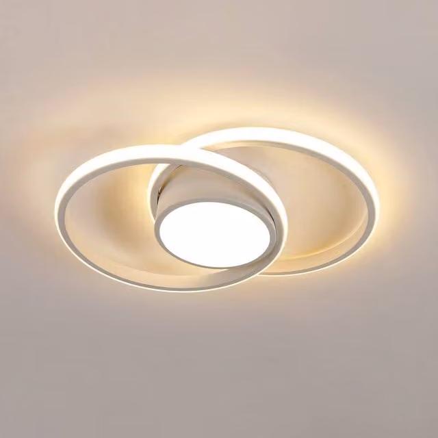 Pheashine Modern Double Ring LED Ceiling Light, 42W, White, Diameter: 40 cm