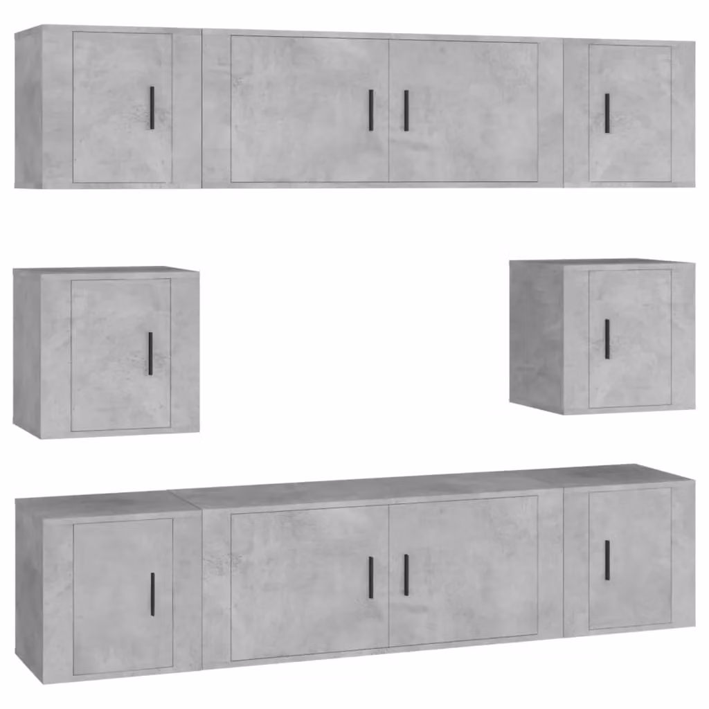 Berkfield Home 8 Piece Wall Mounted TV Cabinet Set in Concrete Grey Matt MDF – 2
