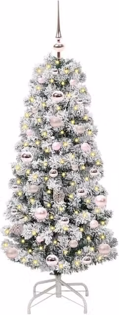 Berkfield Home Realistic Artificial Hinged Tabletop Christmas Tree in Green and White, Height: 120 cm – 1