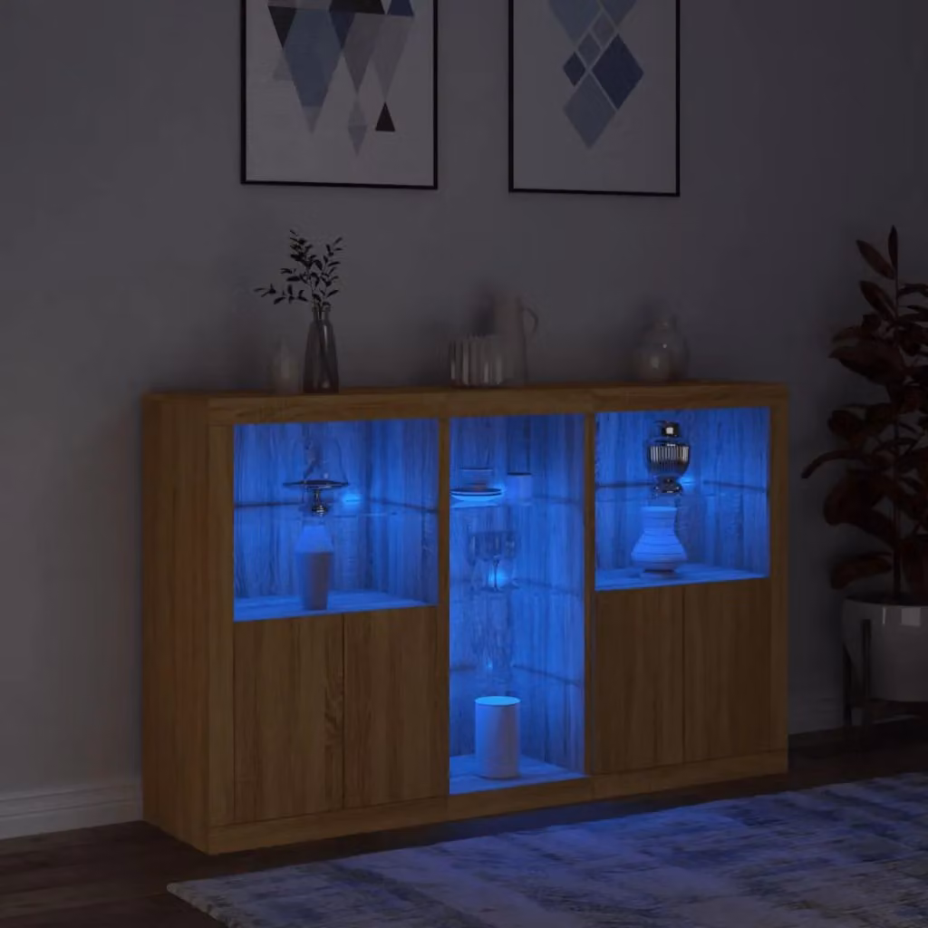 Berkfield Home Modern Sideboard with Integrated LED Lights in Sonoma Oak Brown, W: 162 cm, D: 37 cm, H: 100 cm – 2